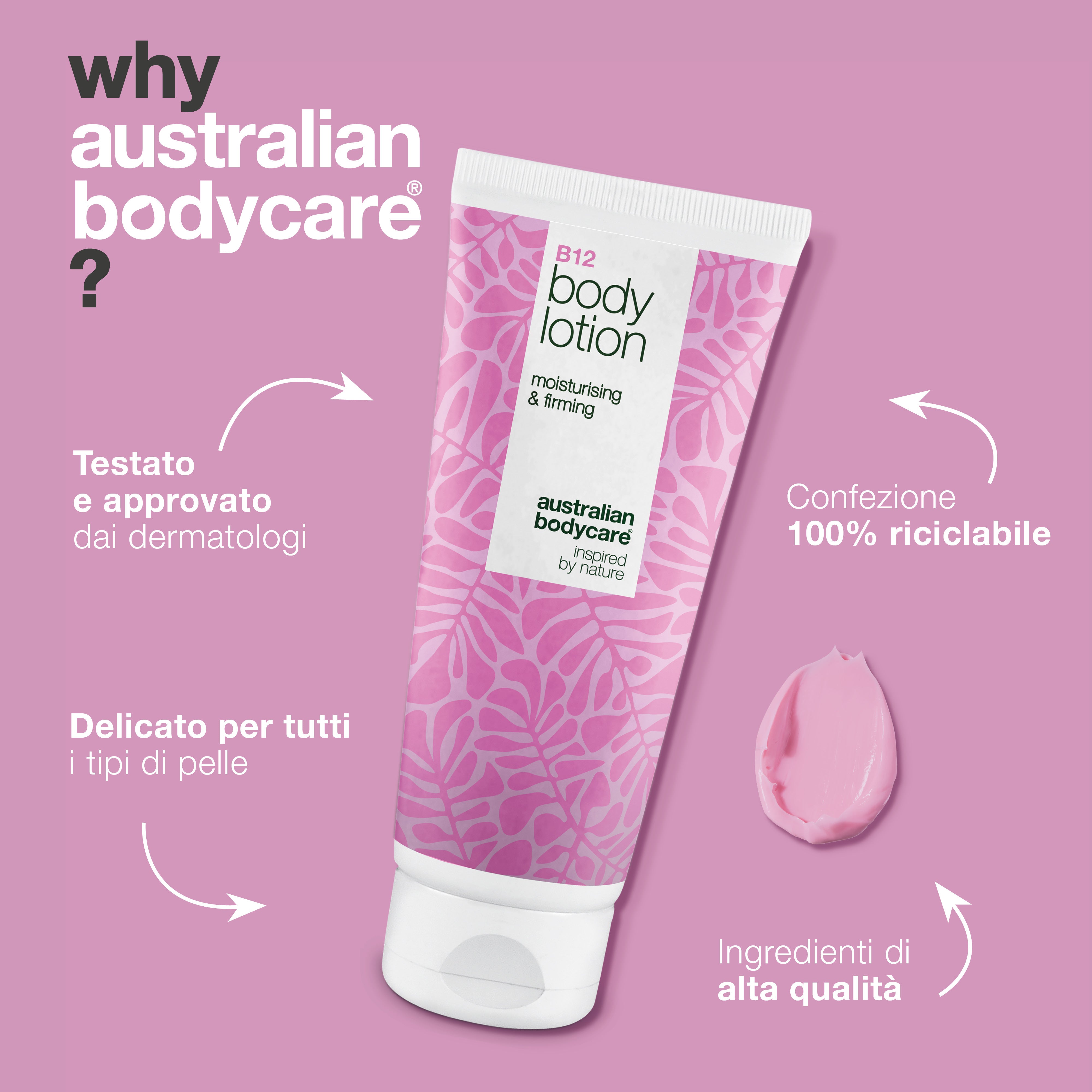 Lozione per il corpo B12 - Idratazione per tutti i tipi di pelle - La lozione per il corpo B12 fornisce un'idratazione intensa per una pelle morbida e luminosa. Ideale per la cura quotidiana, migliorando l'elasticità e la luminosità della pelle.