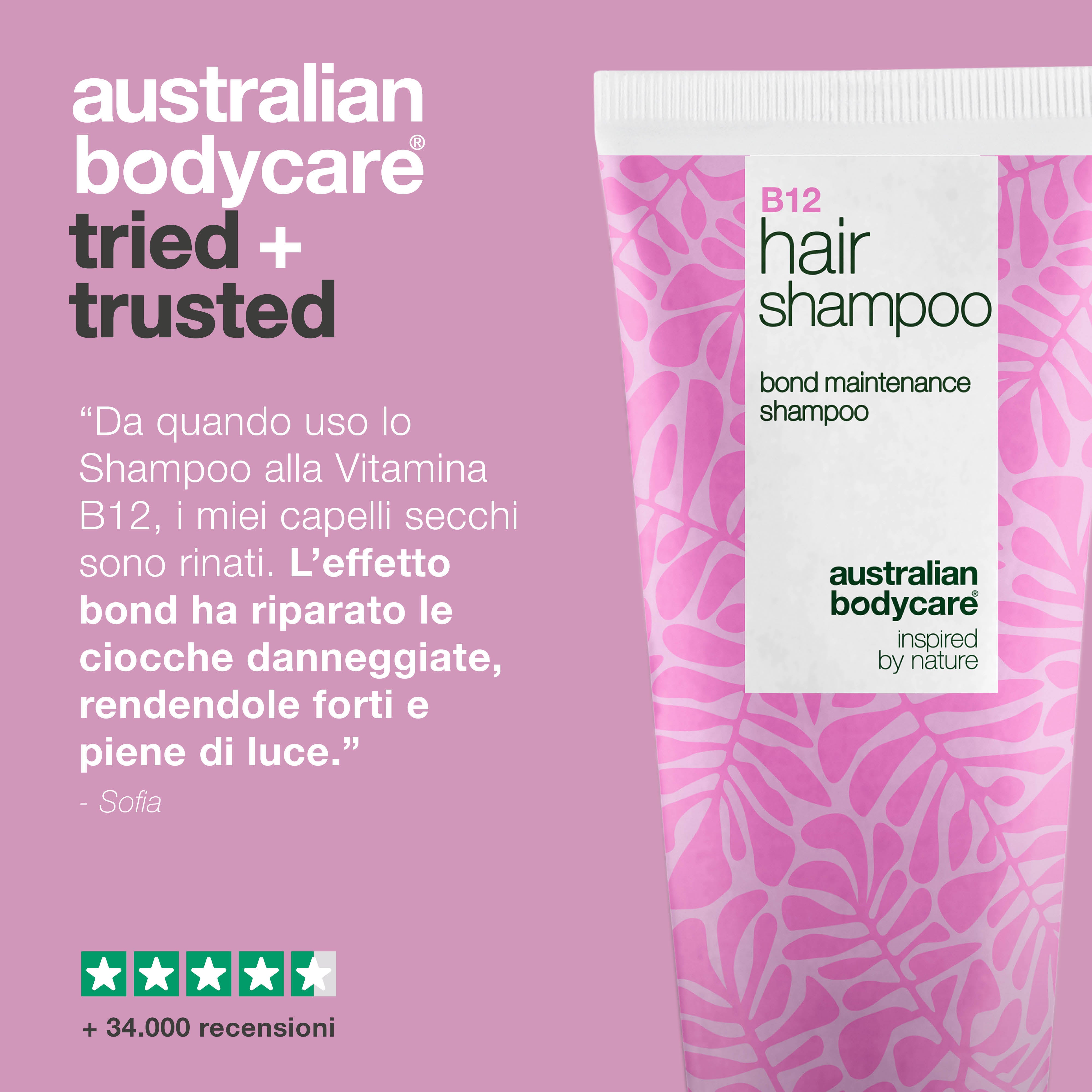 Lo Shampoo alla Vitamina B12 ripara e rinforza i capelli danneggiati grazie all’effetto bond che ricostruisce la fibra.