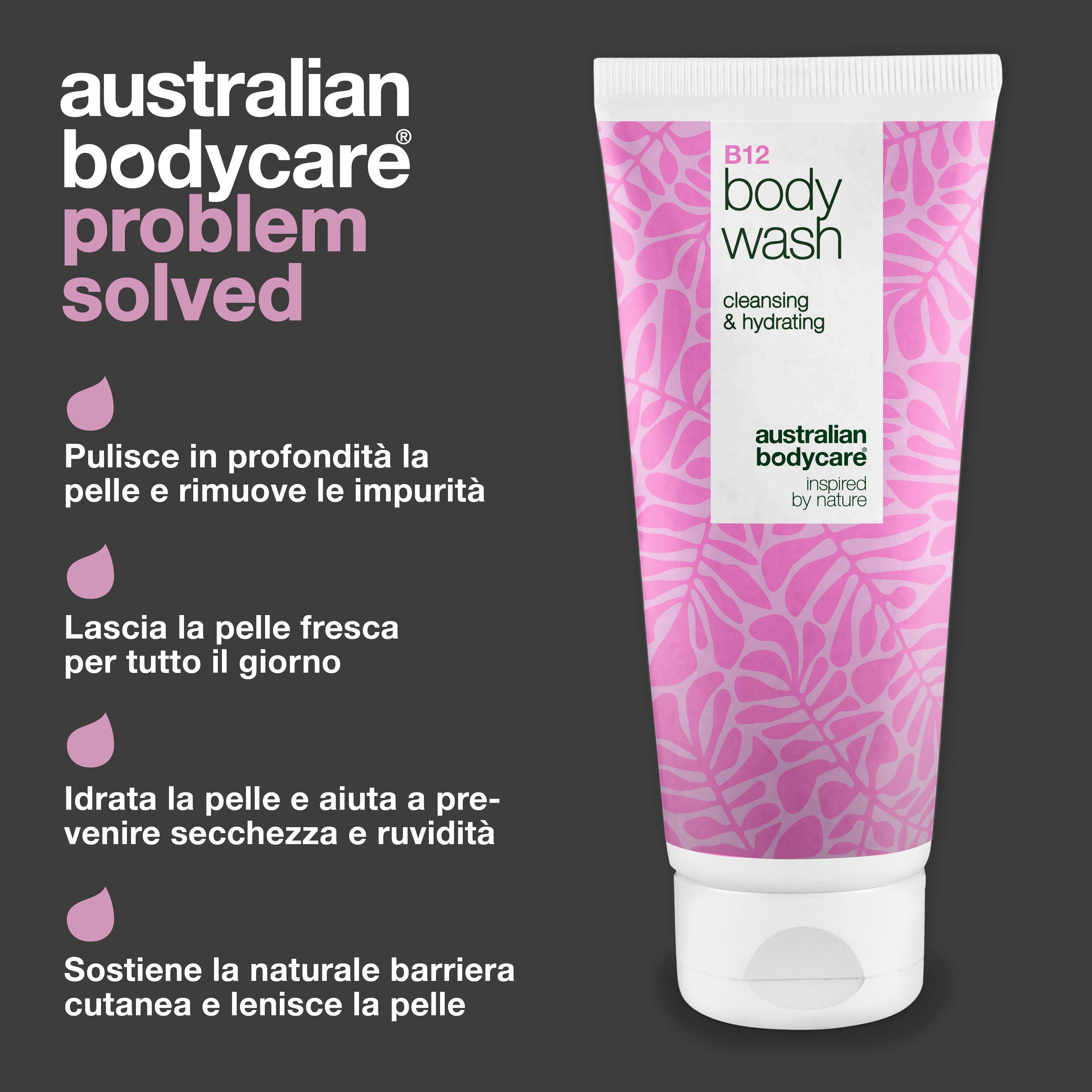 Bagnoschiuma con B12 – Idratazione e nutrizione quotidiana – B12 Body Wash – cura quotidiana che deterge, lenisce e idrata in profondità la pelle.