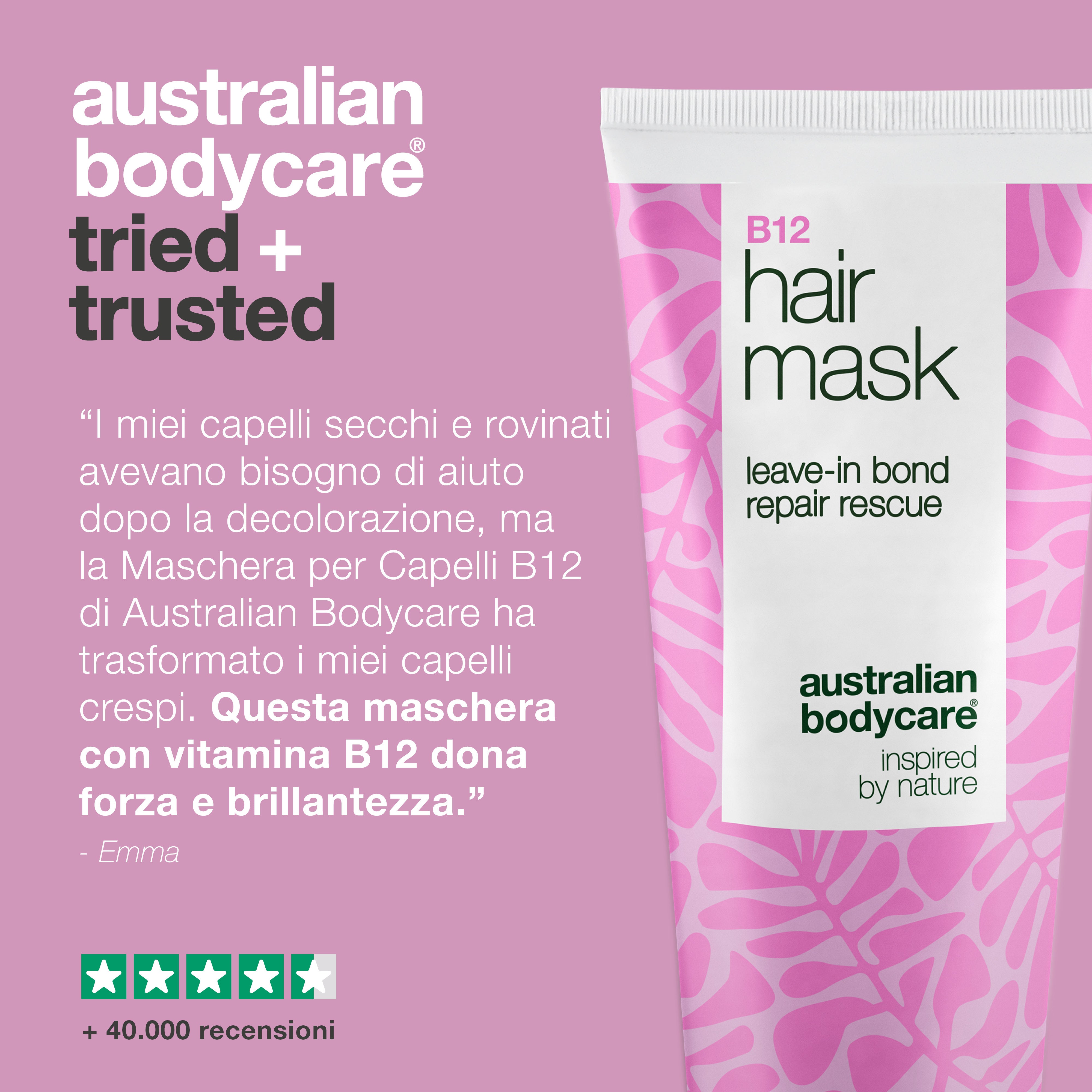 Recensione cliente di Maschera Capelli B12: maschera capillare profonda con vitamina B12 e olio di semi di canapa