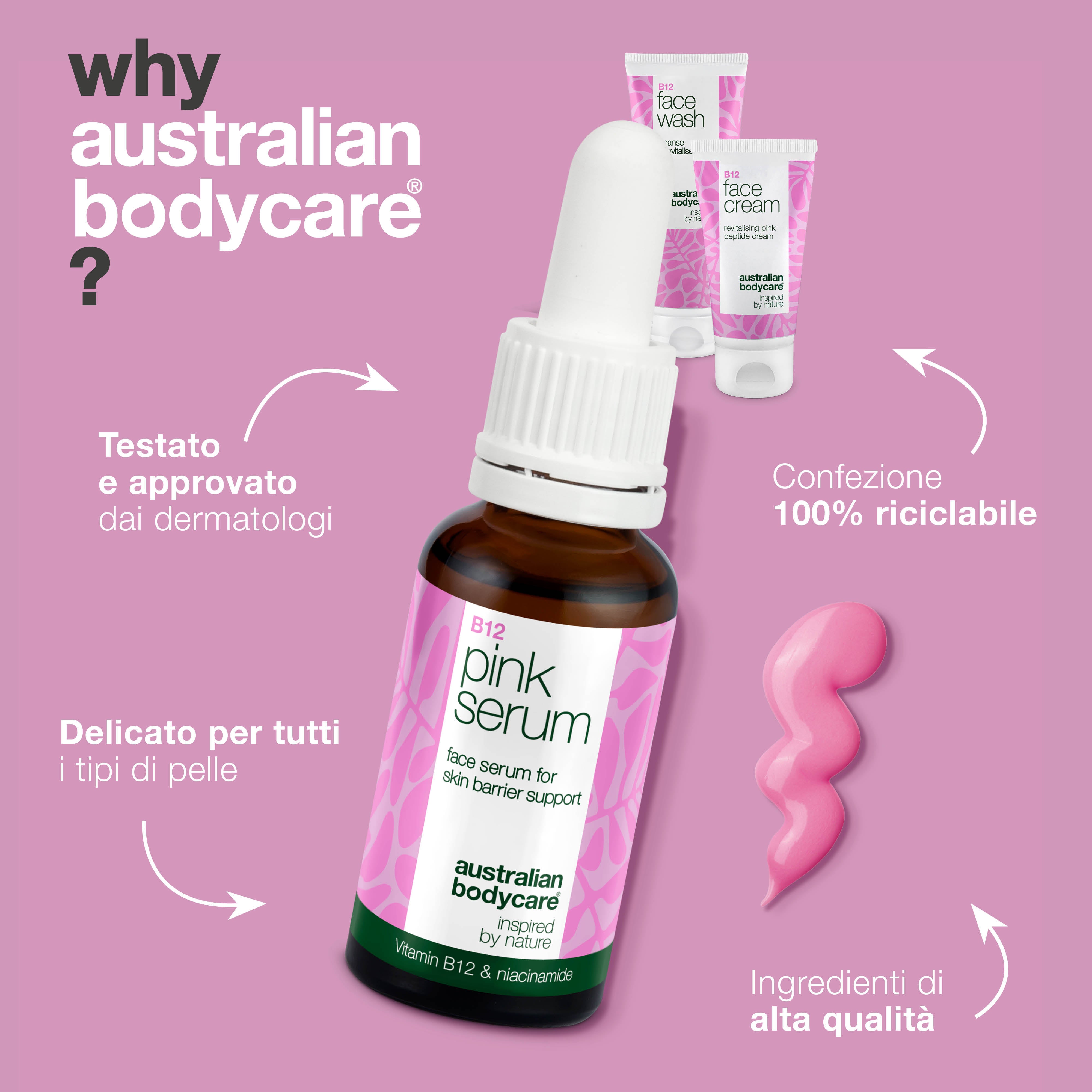 Set per la cura B12 – Detergente viso, siero e crema per il viso – Set per la cura B12 per una pelle liscia e sana. Include detergente, siero e crema per l'idratazione e la cura quotidiana.
