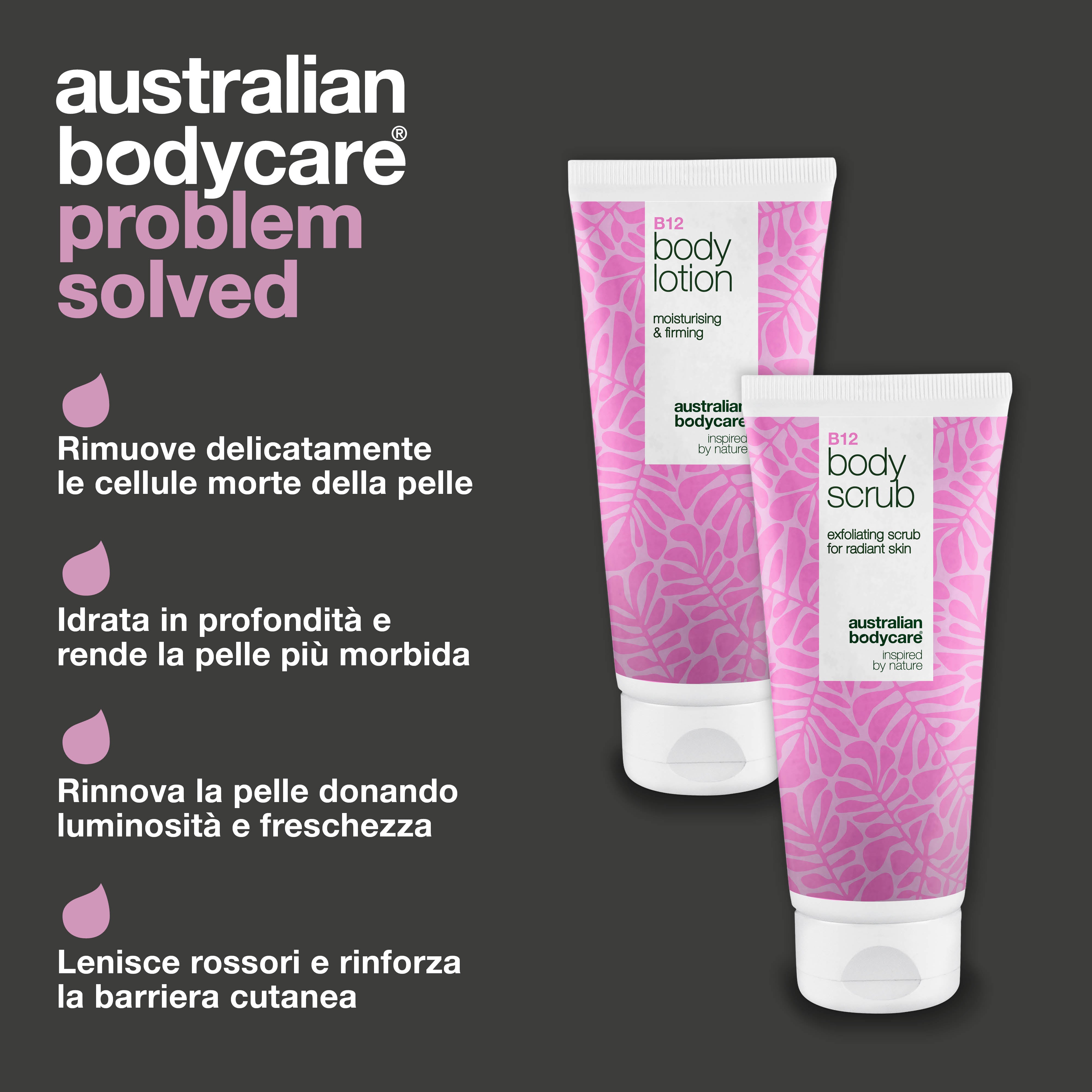 Set di cura della pelle B12 per pelle secca – Esfoliazione & idratazione profonda — Scrub corpo e lozione B12 idratanti per pelle secca e sensibile.