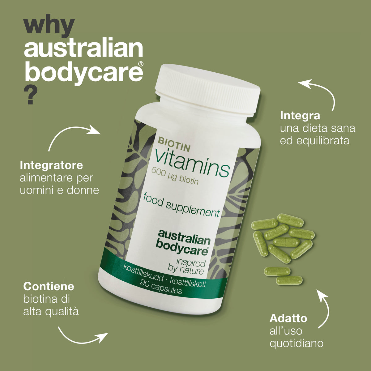 Integratore Integratore di biotina con 500 µg di vitamina B7 – 90 compresse