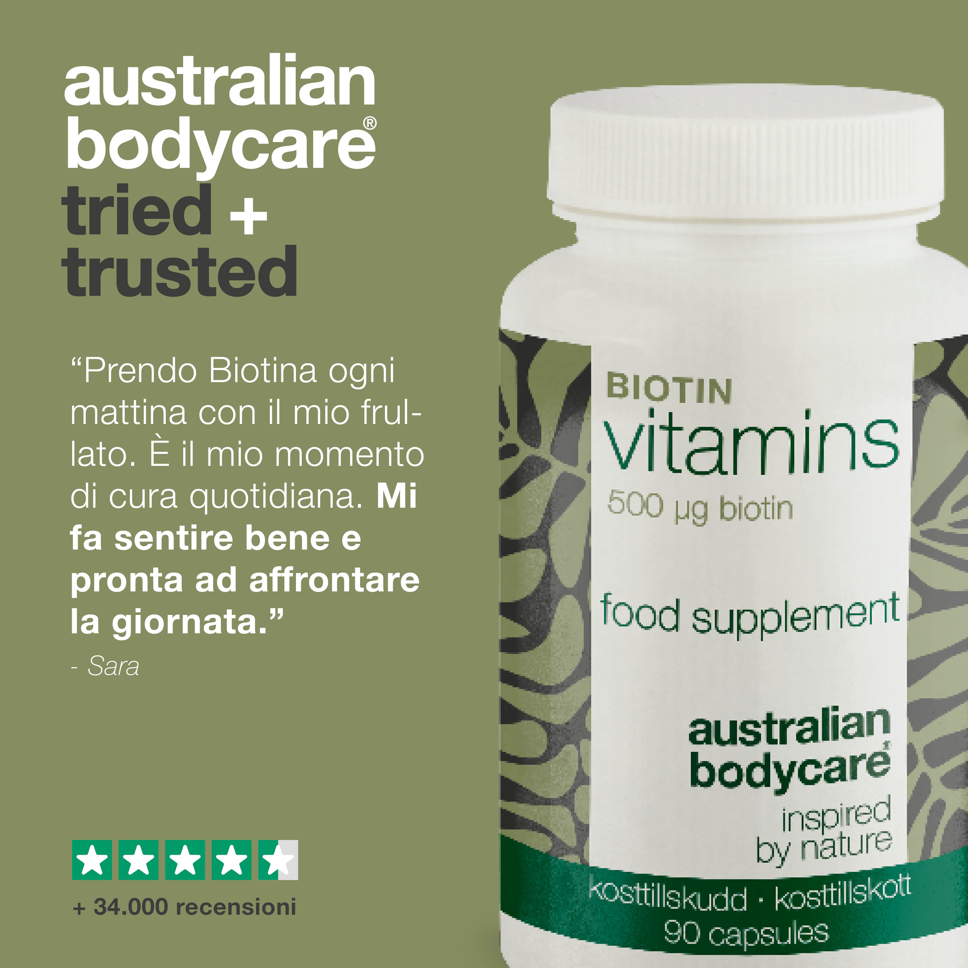 Integratore Biotina 500 µg – Vitamina B7 – 90 compresse — Integratore con 500 µg di biotina B7 – supporto per capelli, pelle e mucose. Contiene biotina, Medicago sativa e cellulosa.