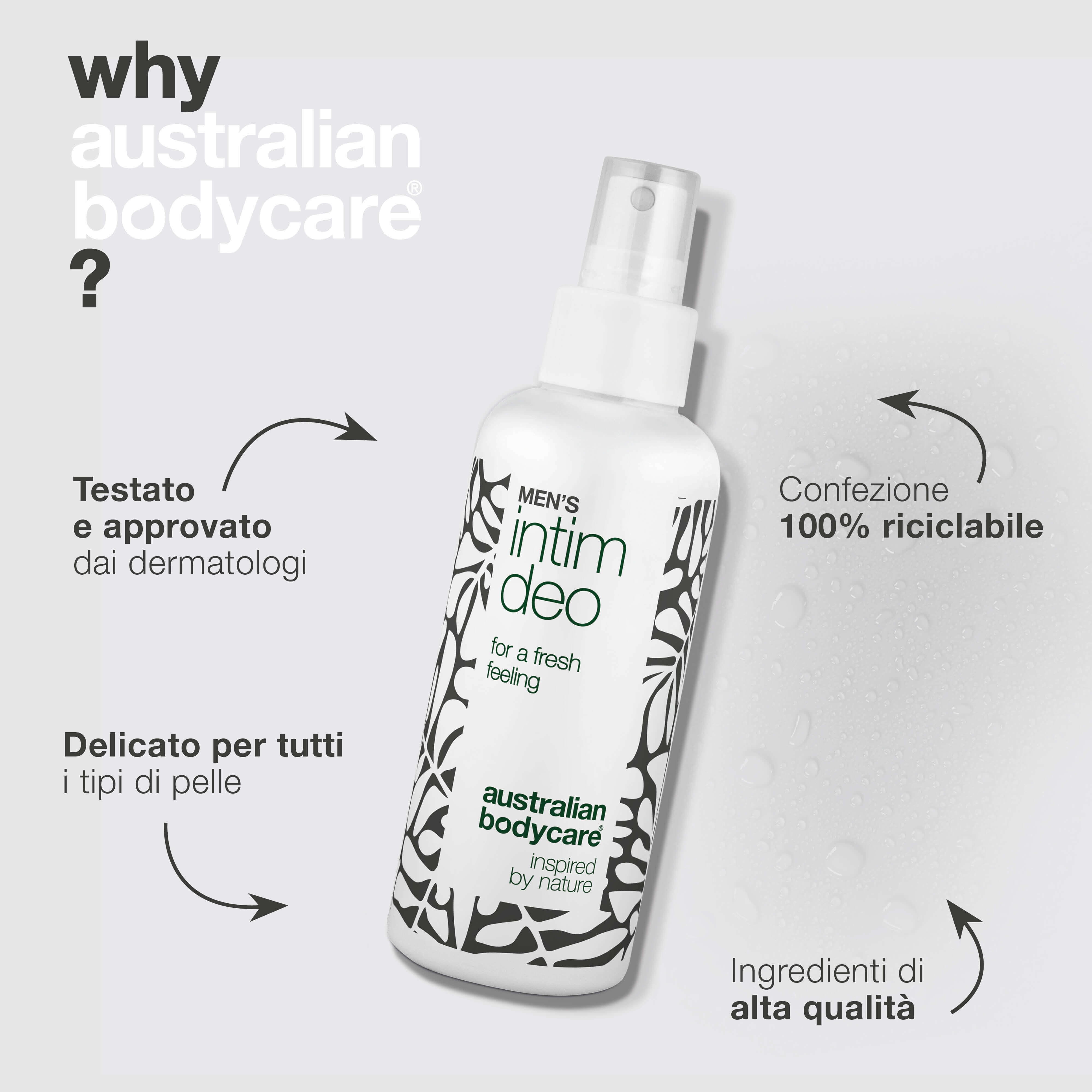 Deodorante intimo uomo contro sudore, odori e irritazioni — Deodorante intimo uomo contro sudore, cattivi odori e fastidi. Per una sensazione di freschezza e comfort tutto il giorno.