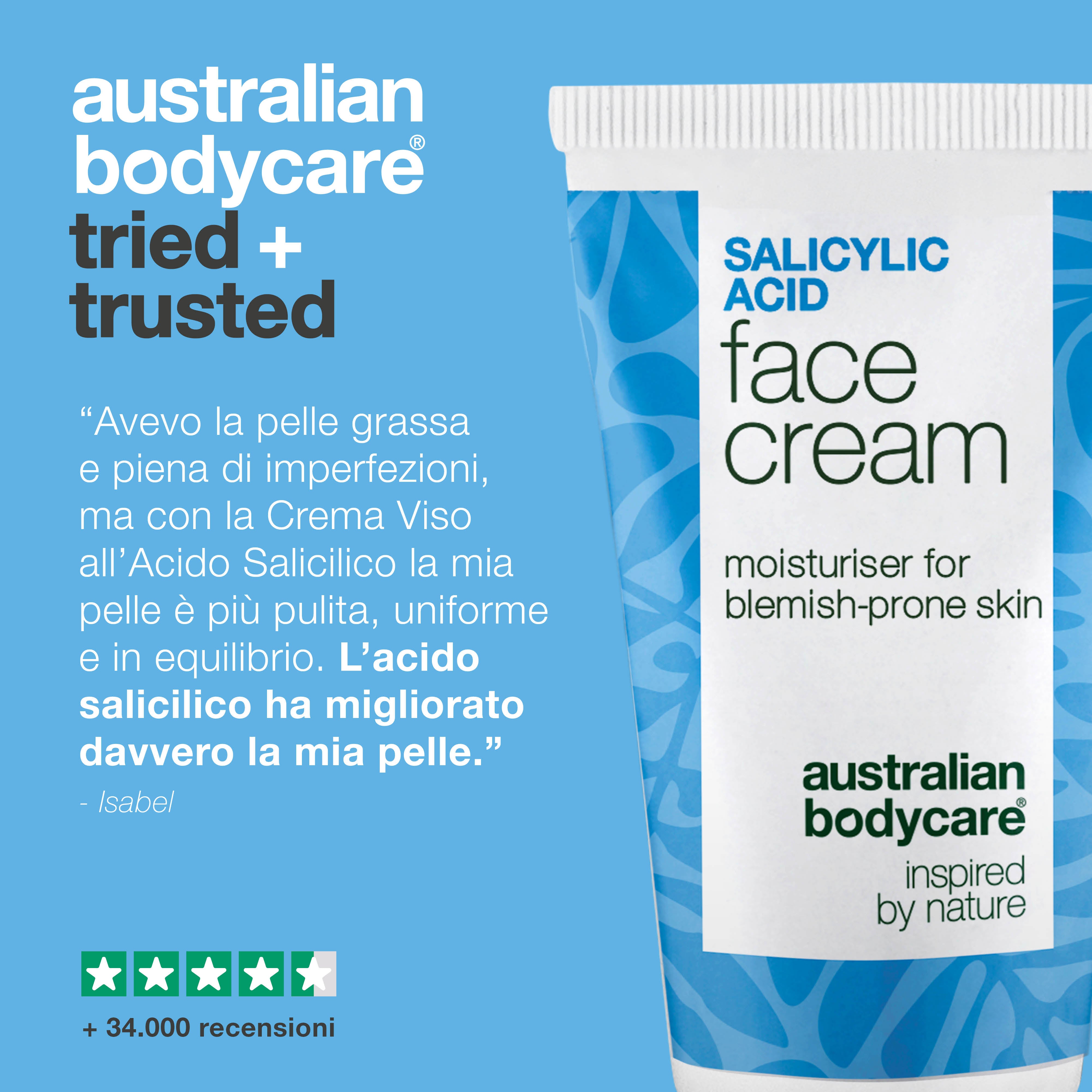 Crema viso all’acido salicilico – riduce brufoli e punti neri, purifica i pori e riequilibra la pelle