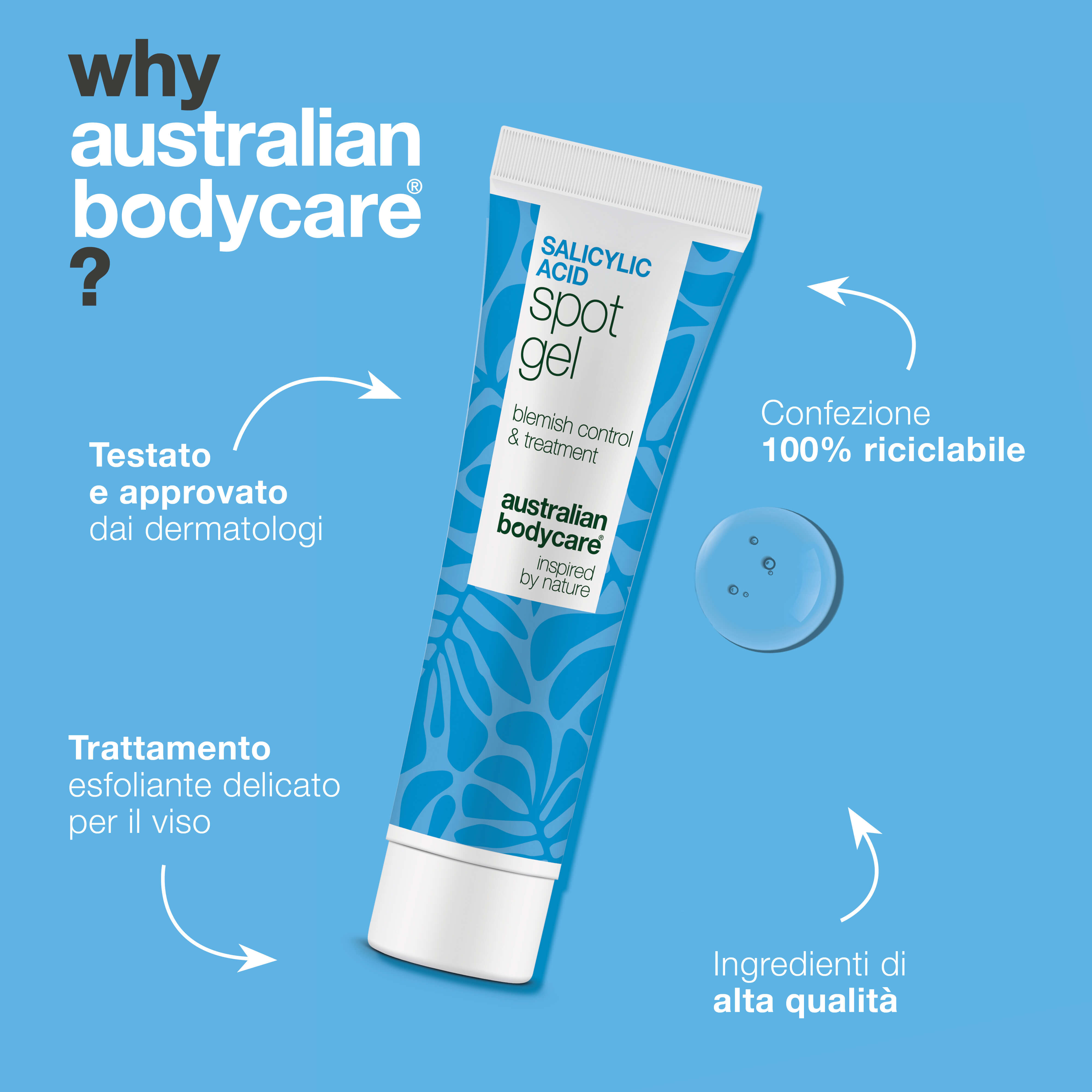 Gel Anti-Imperfezioni all’Acido Salicilico per brufoli — Gel Anti-Imperfezioni all’Acido Salicilico pulisce i pori e bilancia la pelle. Trattamento efficace con acido salicilico.