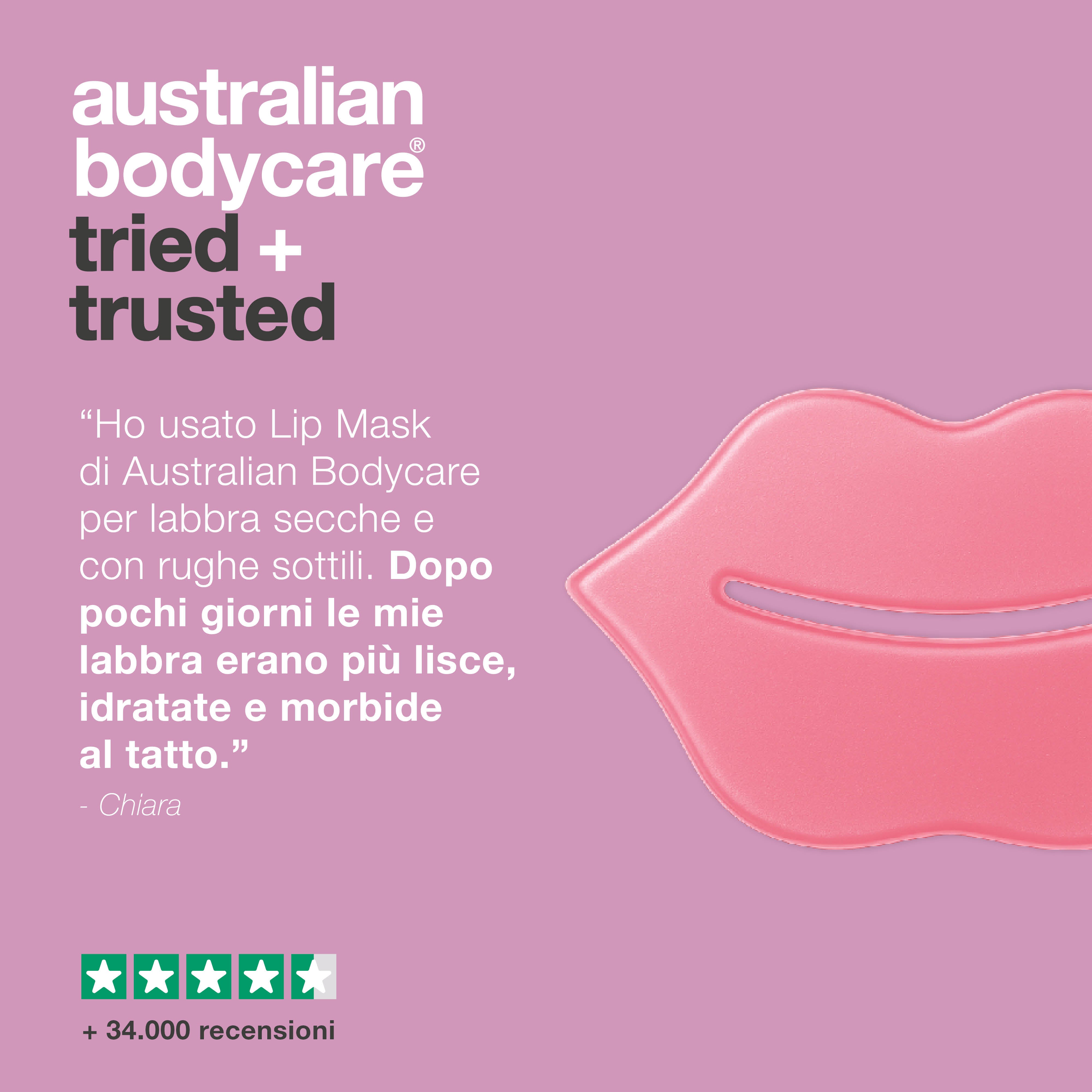 Maschera labbra contro secchezza e rughe. Nutre, leviga e protegge intensamente. Ingredienti chiave: B12, Centella Asiatica e acido ialuronico.