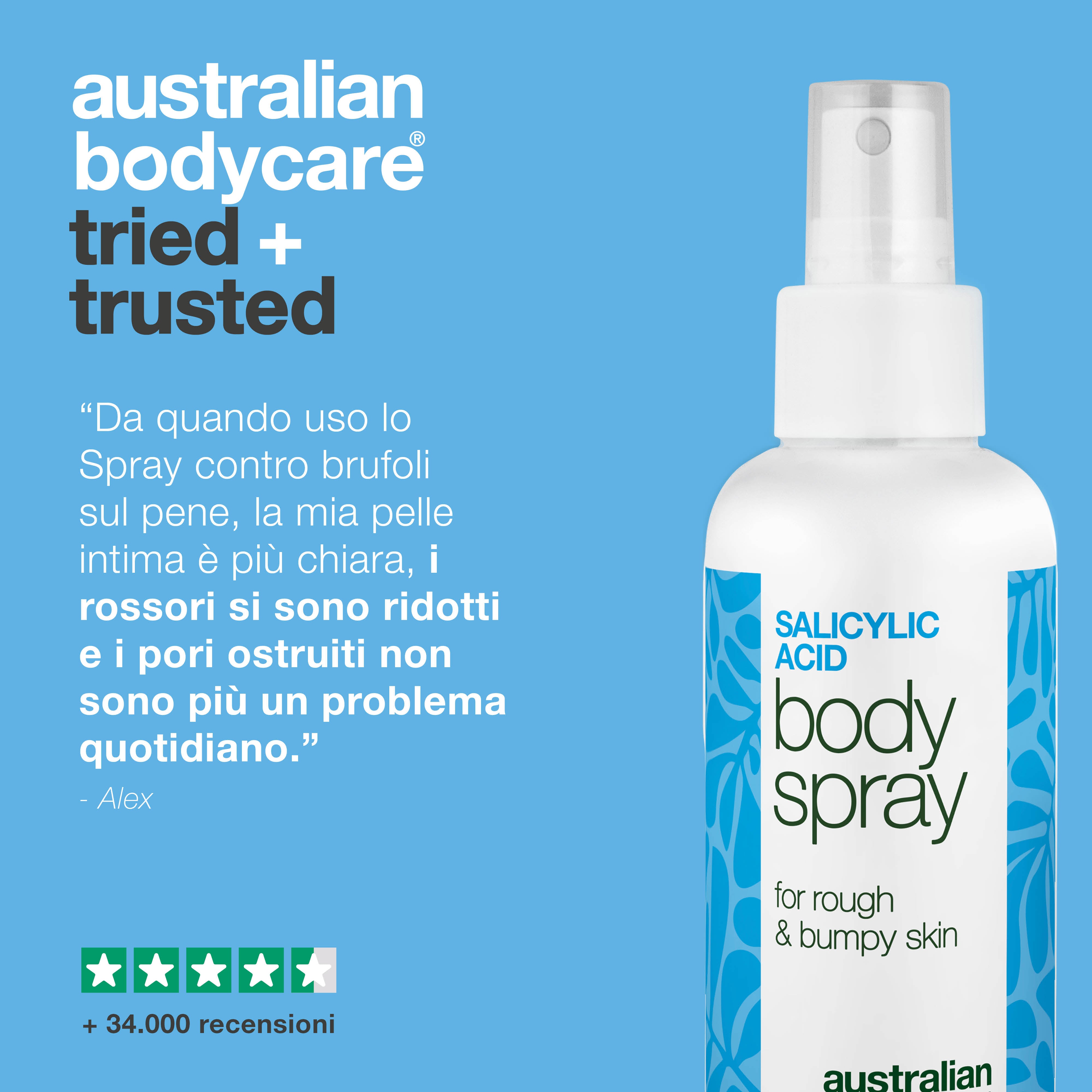 Spray per brufoli sul pene deterge i pori e previene nuove imperfezioni. Formulato con acido salicilico, acido glicolico, glicerina, pantenolo e zinco.
