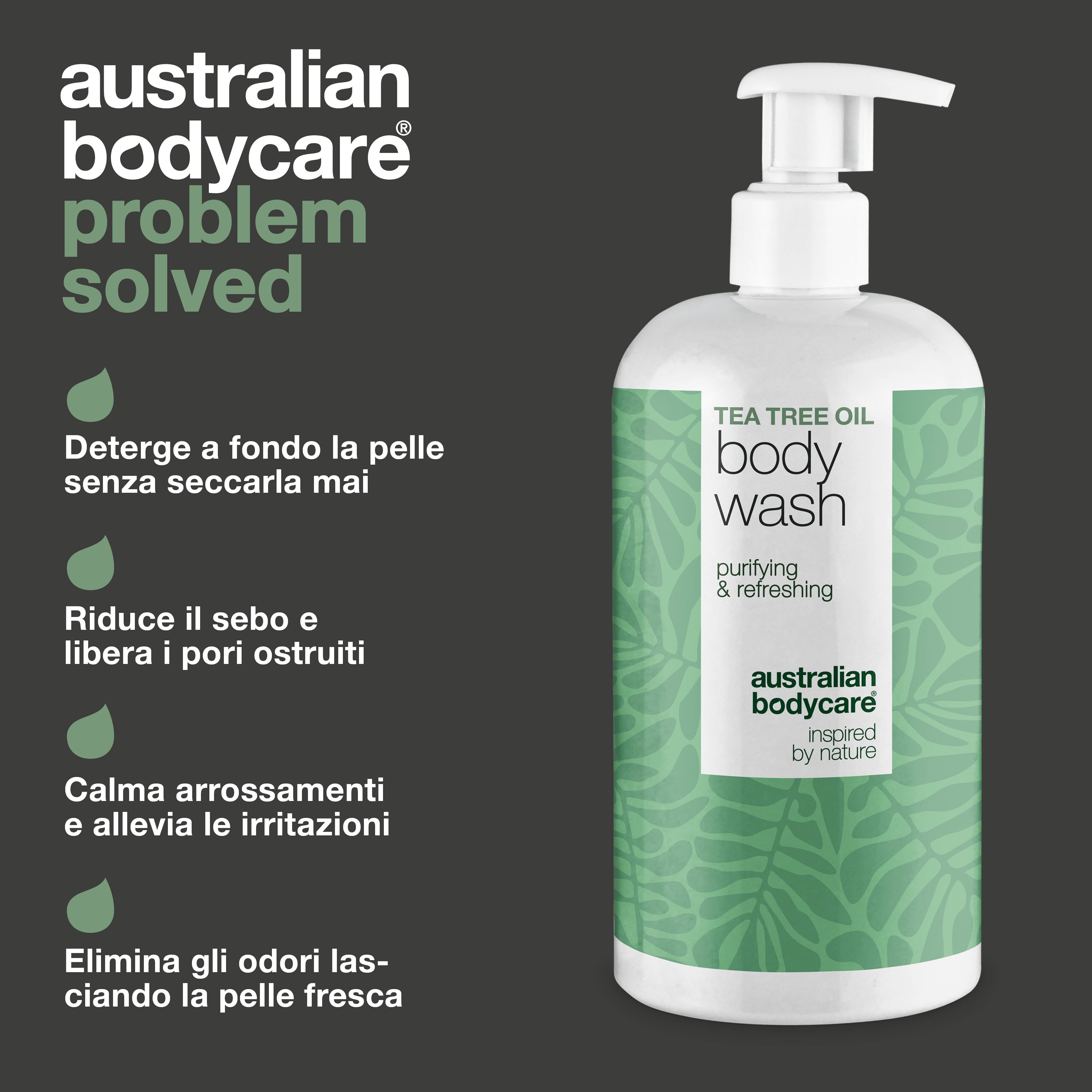 Detergente corpo Tea Tree contro brufoli, odore e prurito – con Tea Tree Oil e Zinc PCA