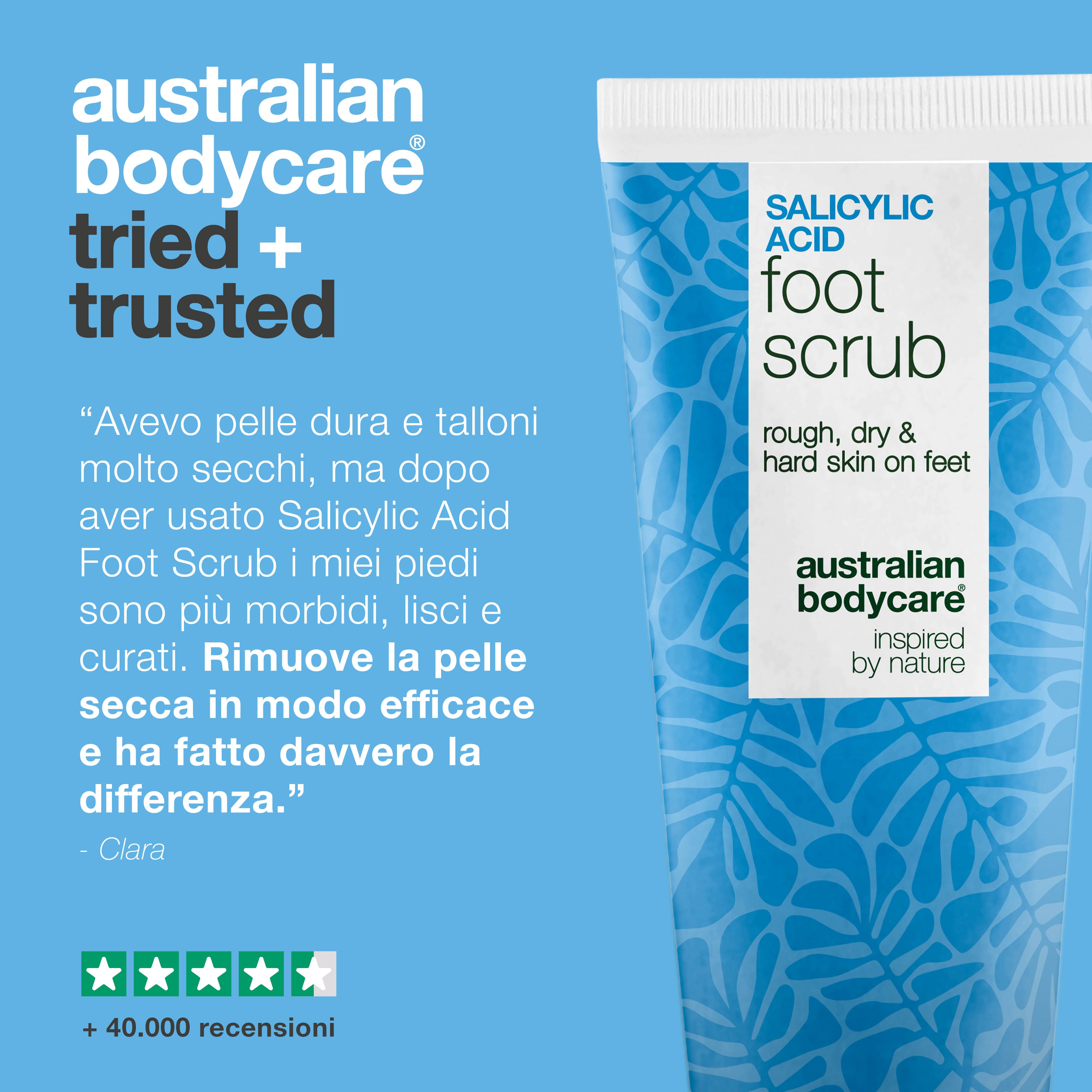 Scrub piedi esfoliante con acido salicilico per pelle secca e ruvida