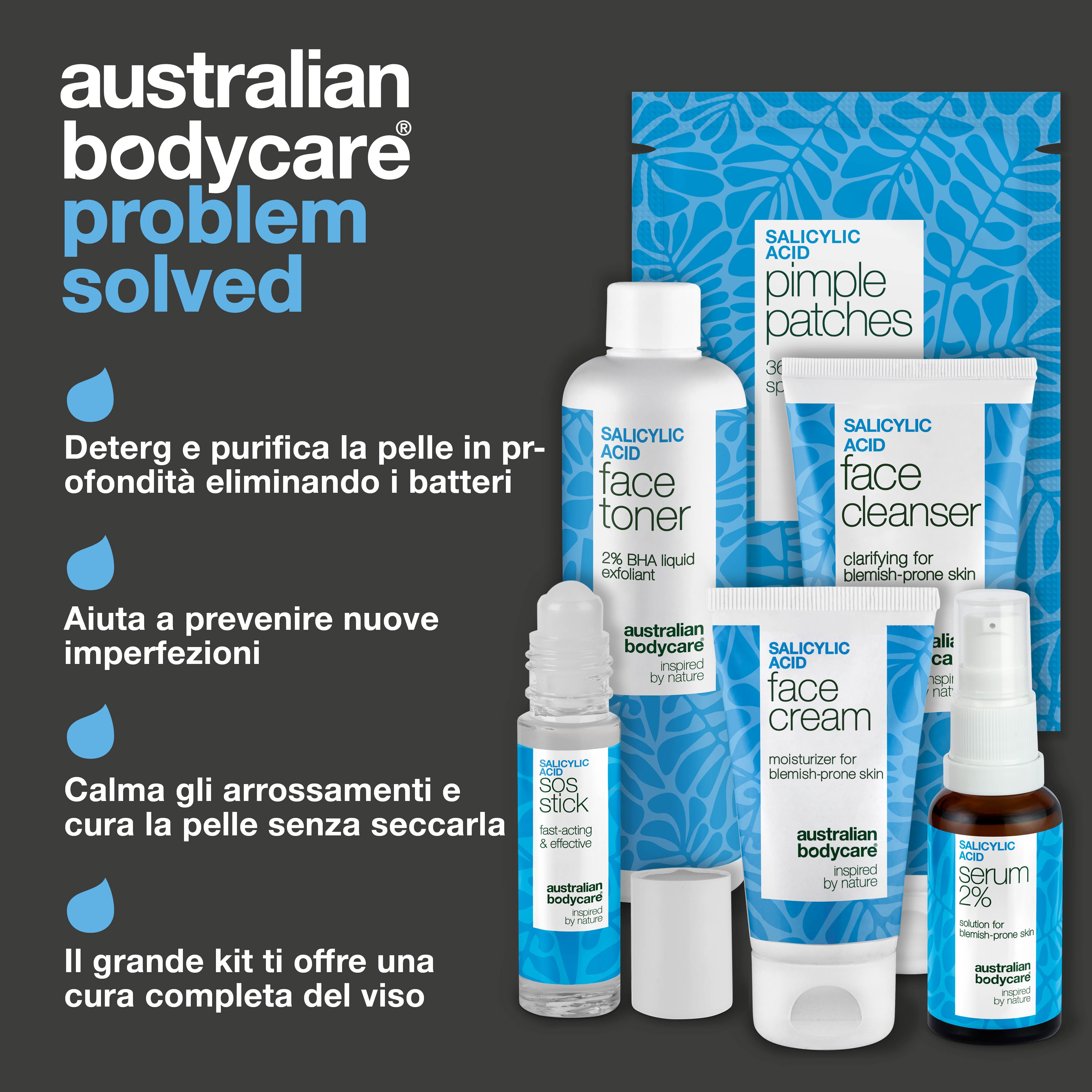 Kit contro punti neri e pori ostruiti con acido salicilico – routine purificante per una pelle liscia