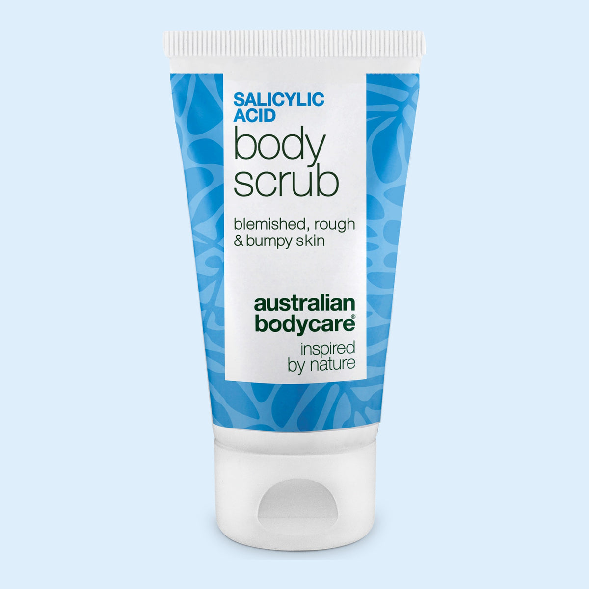 Salicylic Acid Body Scrub 50 ml di Australian Bodycare, tubetto blu e bianco con tappo a scatto