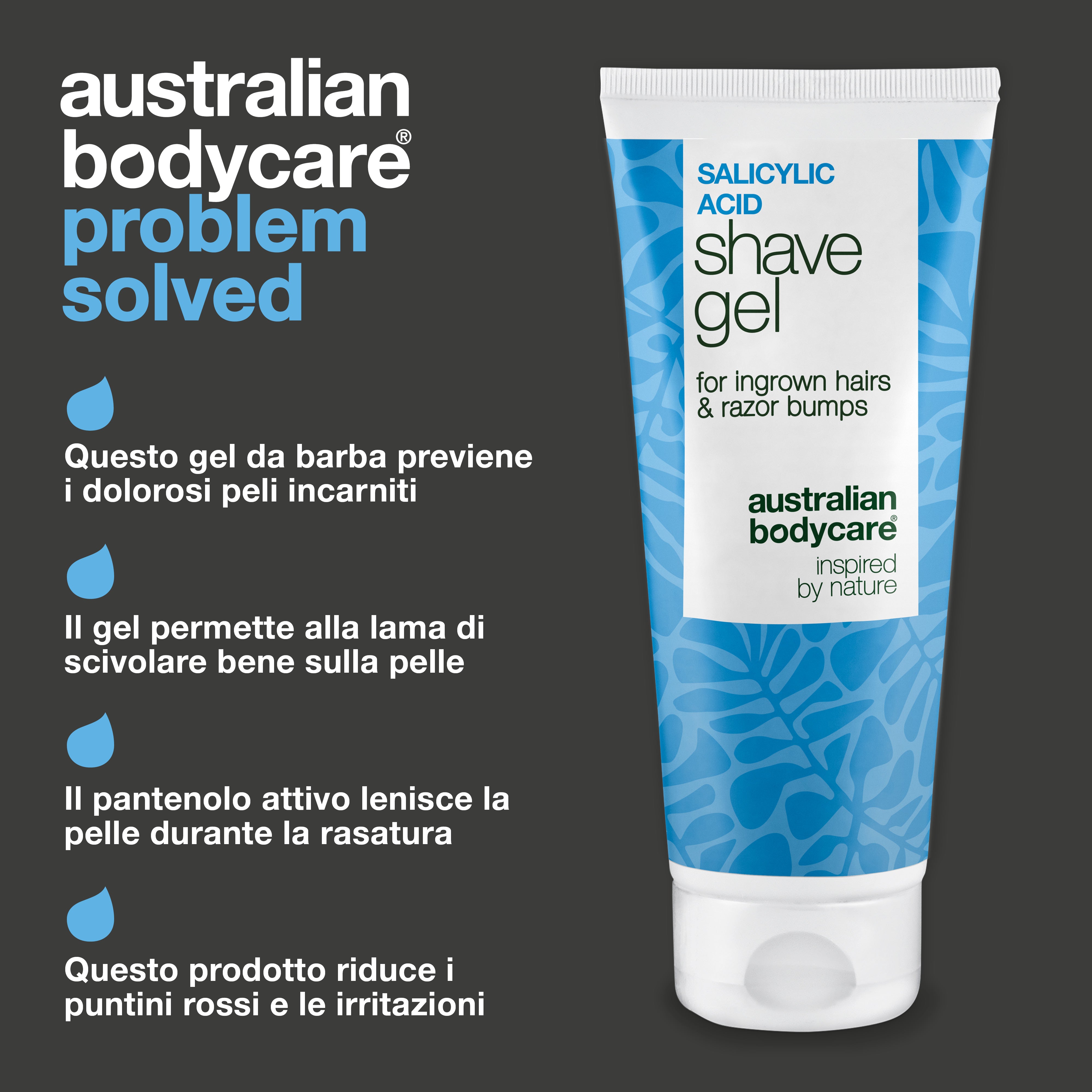 Gel da Barba Acido Salicilico – Anti peli incarniti — Gel da barba all'acido salicilico contro peli incarniti e prurito. Con glicerina e pantenolo per una rasatura senza irritazioni.