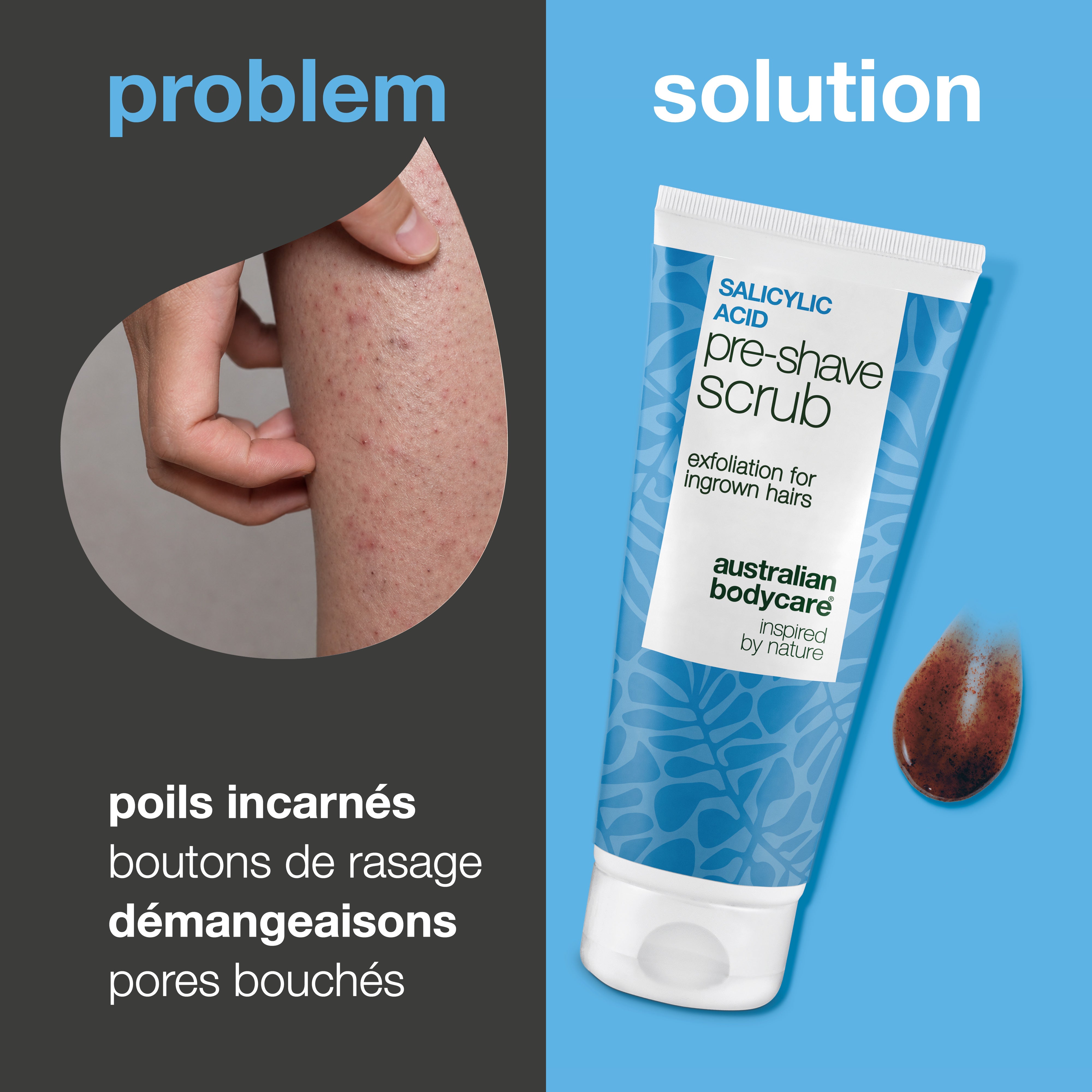 Scrub Pre-barba Acido Salicilico contro i peli incarniti — Scrub Pre-barba all'Acido Salicilico contro peli incarniti e irritazioni. Per una rasatura perfetta senza prurito. Con Acido Salicilico e AHA.