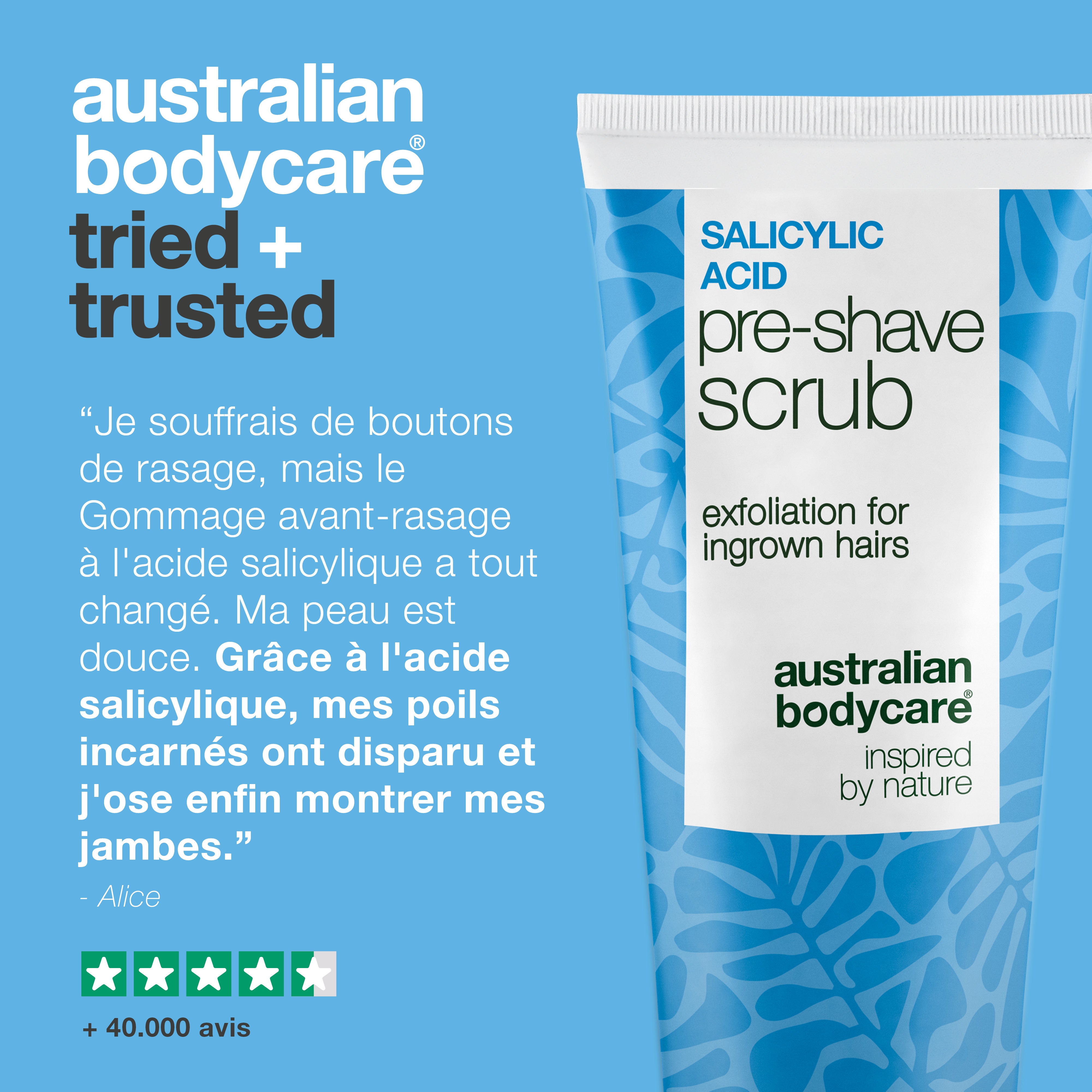 Scrub Pre-barba Acido Salicilico contro i peli incarniti — Scrub Pre-barba all'Acido Salicilico contro peli incarniti e irritazioni. Per una rasatura perfetta senza prurito. Con Acido Salicilico e AHA.