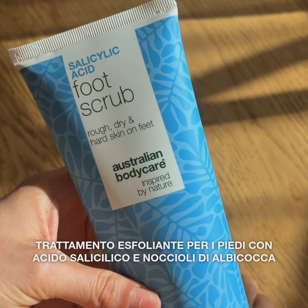 Scrub Piedi all’Acido Salicilico – rimuove pelle secca e dura — Esfoliante Piedi con Acido Salicilico tratta pelle ruvida e talloni secchi. Ammorbidisce, leviga e rinnova la pelle dei piedi.