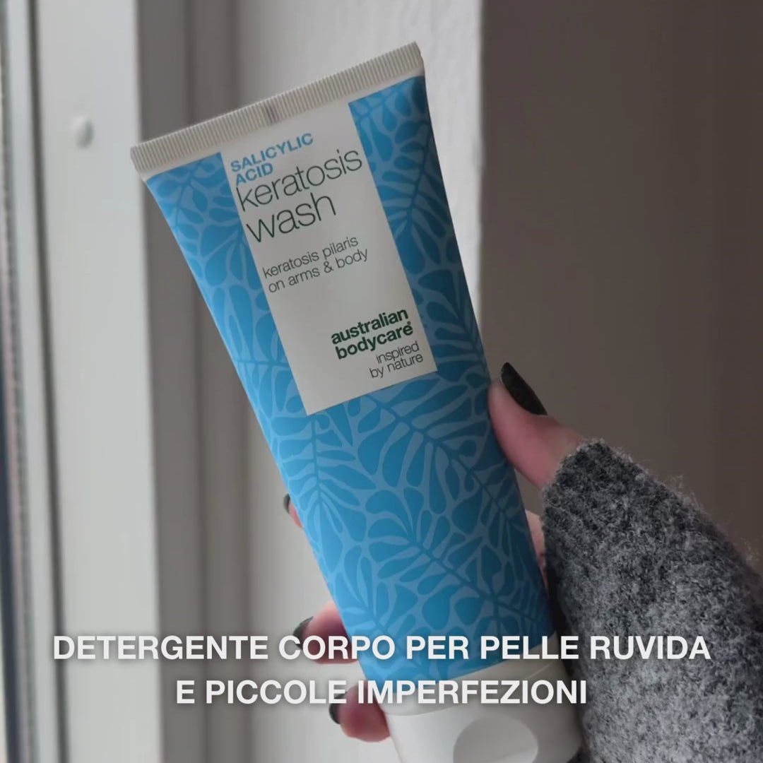 Keratosis Pilaris Body Wash contro la cheratosi pilare, pori ostruiti e rossori. Con acido salicilico, niacinamide, zinco PCA e vitamina E per risultati visibili.