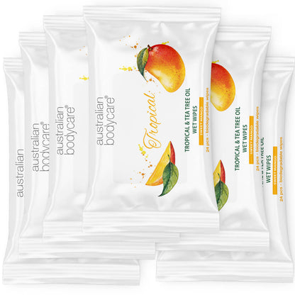 Salviette igienizzanti monouso con Mango e Tea Tree Oil (24 pezzi) - Per la detersione quotidiana del corpo e del viso