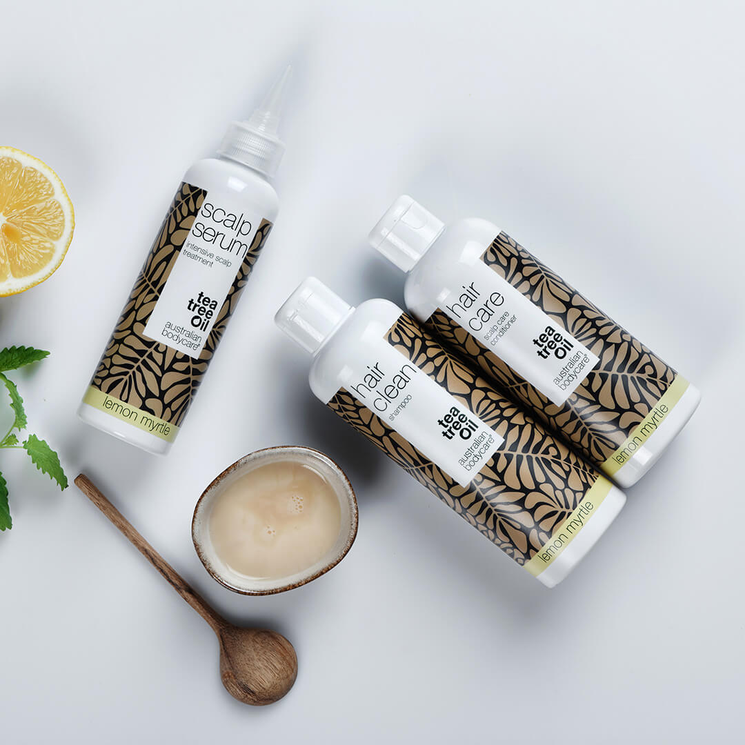 Kit per il cuoio capelluto con Lemon Myrtle — 3 prodotti con Tea Tree Oil e Mirto Limone, contro forfora e cuoio capelluto secco