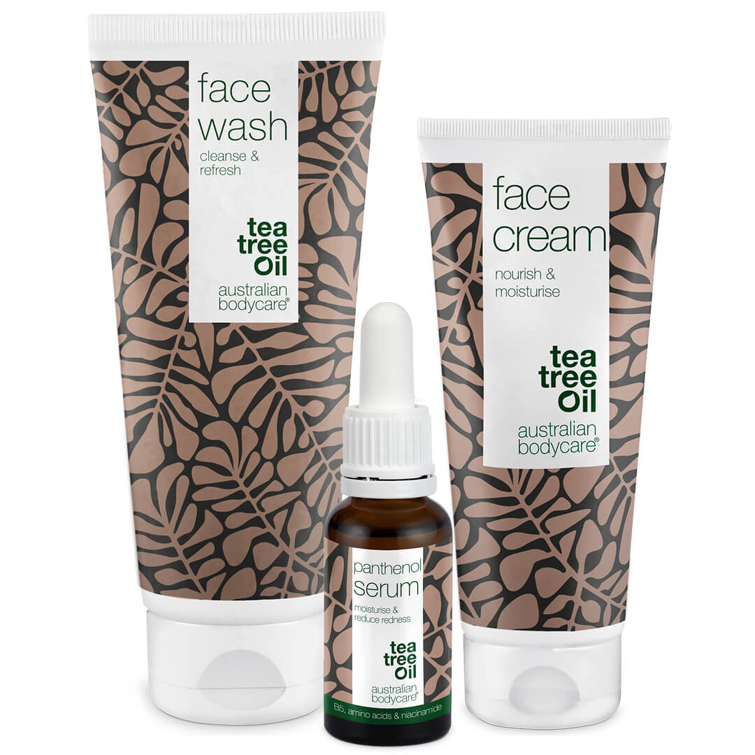 Kit per il viso con pelle sensibile, arrossamento e rosacea - 3 prodotti lenitivi che possono essere usati per calmare i sintomi della rosacea: detergente viso, siero alla vitamina B5 e crema idratante